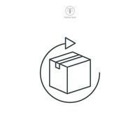 Karton Box mit Rückkehr Pfeil Symbol Symbol Vektor Illustration isoliert auf Weiß Hintergrund