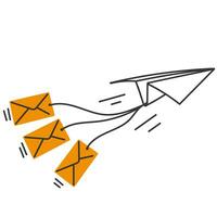 Hand gezeichnet Gekritzel Papier Flugzeug halten Email Illustration vektor