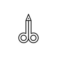 Schere Vektor Symbol. geeignet zum Bücher, Shops, Geschäfte. editierbar Schlaganfall im minimalistisch Gliederung Stil. Symbol zum Design