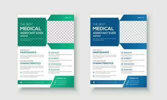 företags- medicinsk sjukvård flygblad mall design och en Rapportera och broschyrer för utskrift och presentation vektor illustration.