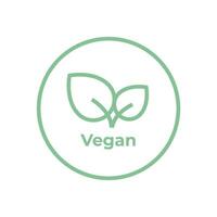 vegan diet ikon. organisk, bio, ekologisk symbol. friska, färsk och icke-våldsamma mat. vektor linje grön cirkulär illustration med löv för etiketter, taggar och logotyper