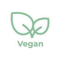 vegan diet ikon. organisk, bio, ekologisk symbol. friska, färsk och icke-våldsamma mat. vektor linje grön illustration med löv för etiketter, taggar och logotyper