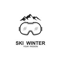 åka skidor logotyp vektor ikon illustration design