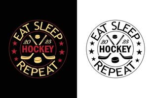 äta sömn hockey upprepa t skjorta design vektor