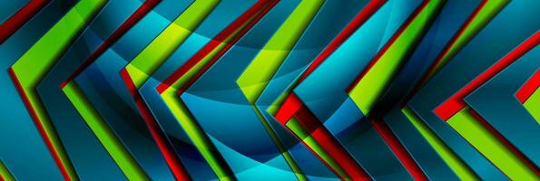 abstrakt färgrik glansig pilar geometrisk tech bakgrund vektor