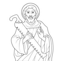 Heilige Simon das Eiferer Apostel Vektor Illustration Gliederung einfarbig