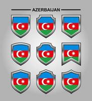 azerbaijan nationell emblem flagga med lyx skydda vektor