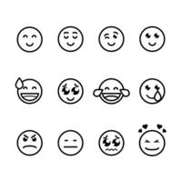 Emoticon Symbole einstellen Über Weiß Hintergrund, Linie Stil, Vektor Illustration