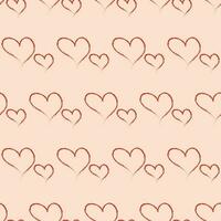 nahtlos geometrisch Muster mit rot Herzen durch Hand Zeichnung auf Rosa Hintergrund. Valentinstag Tage prasseln. Vektor drucken zum Stoff Hintergrund