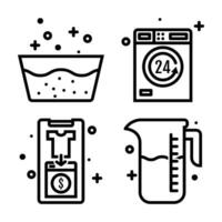 Vektor Wäsche und Waschen Symbole Symbole im Linie Stil