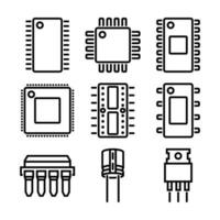 elektronisk komponenter linje vektor element ikoner