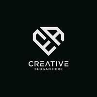 kreativ stil ea brev logotyp design mall med diamant form ikon vektor
