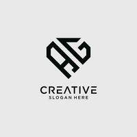 kreativ Stil ag Brief Logo Design Vorlage mit Diamant gestalten Symbol vektor