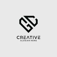 kreativ Stil gc Brief Logo Design Vorlage mit Diamant gestalten Symbol vektor