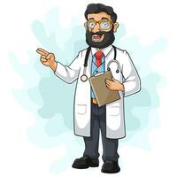Karikatur Arzt isoliert auf Weiß Hintergrund vektor