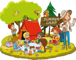 vektor illustration av barn sommar läger