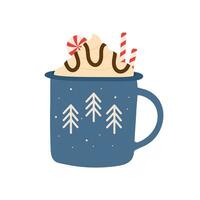 heiß Winter trinken im Tasse mit Creme. Vektor Illustration