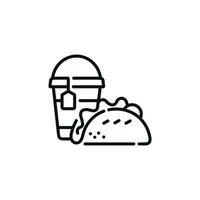 taco och dryck linje ikon. snabb mat linje ikon isolerat på vit bakgrund vektor