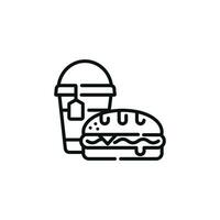 Sandwich und trinken Linie Symbol. schnell Essen Linie Symbol isoliert auf Weiß Hintergrund vektor
