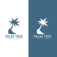 Kokosnuss Baum Logo, Palme Baum Sonnenuntergang Strand Vektor, elegant minimalistisch einfach Design, Symbol Vorlage Symbol vektor