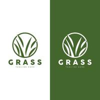 Grün Gras Logo Design, Bauernhof Landschaft Illustration, Natur Design vektor