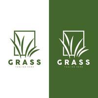 Grün Gras Logo Design, Bauernhof Landschaft Illustration, Natur Design vektor