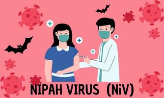 nipah virus infektion är en nytt framväxande zoonos den där orsaker svår sjukdom i både djur och människor. vektor illustration