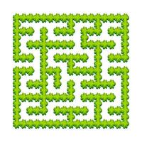 abstrakt fyrkantig labyrint - grön trädgård, buskar. spel för barn. pussel för barn. en ingång, en utgång. labyrintkonst. vektor illustration.