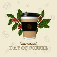 realistisk internationell dag av kaffe illustration vektor