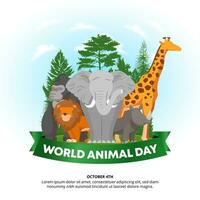 Platz Welt Tier Tag Hintergrund mit Tiere und Bäume vektor
