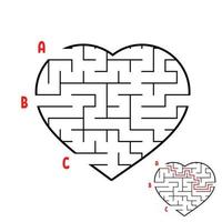 Labyrinth in Form eines Herzens. Spiel für Kinder. Puzzle für Kinder. den richtigen Weg finden. Labyrinth Rätsel. flache Vektorillustration lokalisiert auf weißem Hintergrund. vektor