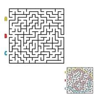 abstraktes quadratisches Labyrinth. Spiel für Kinder. Puzzle für Kinder. den richtigen Weg zum Ausgang finden. Labyrinth Rätsel. flache Vektorillustration lokalisiert auf weißem Hintergrund. mit der Antwort. vektor