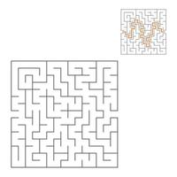 abstrakt fyrkantig labyrint. spel för barn. pussel för barn. en ingång, en utgång. labyrintkonst. platt vektorillustration isolerad på vit bakgrund. med svar. vektor