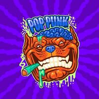 bulldogg tecknad serie rökning ogräs maskot pop- punk- musik vektor