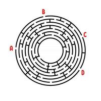 abstraktes rundes Labyrinth. Spiel für Kinder. Puzzle für Kinder. den richtigen Weg finden. Labyrinth Rätsel. flache Vektorillustration lokalisiert auf weißem Hintergrund. mit Platz für Ihr Bild. vektor