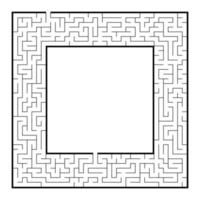 schwieriger quadratischer Labyrinthrahmen. Spiel für Kinder und Erwachsene. Puzzle für Kinder. ein Eingang, ein Ausgang. Labyrinth Rätsel. flache Vektorillustration. mit Platz für Ihr Bild. vektor