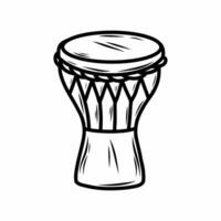 djembe. nationell musikalisk instrument invånare av Australien. vektor klotter illustration. trumma. färg bok för ungar.