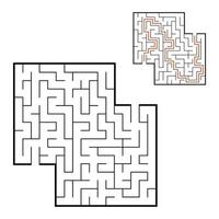 abstrakt fyrkantig labyrint. spel för barn. pussel för barn. labyrintkonst. platt vektorillustration isolerad på vit bakgrund. med svar. med plats för din bild. vektor