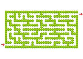 Farbe rechteckiges Labyrinth. grüner Garten im Cartoon-Stil. Spiel für Kinder. Puzzle für Kinder. Labyrinth Rätsel. flache Vektorillustration lokalisiert auf weißem Hintergrund. vektor