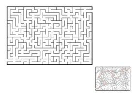 abstrakt rektangulär labyrint. spel för barn. pussel för barn. en ingång, en utgång. labyrintkonst. platt vektorillustration isolerad på vit bakgrund. med svar. vektor