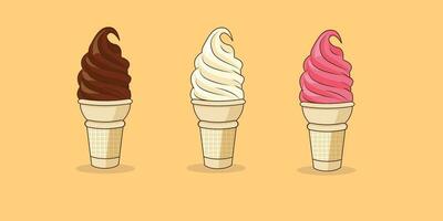 Illustration Vektor Grafik von 2 Variante Geschmack Eis Kegel