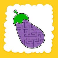 Labyrinth Aubergine. Spiel für Kinder. Puzzle für Kinder. Cartoon-Stil. Labyrinth Rätsel. Farbe-Vektor-Illustration. die Entwicklung des logischen und räumlichen Denkens. vektor