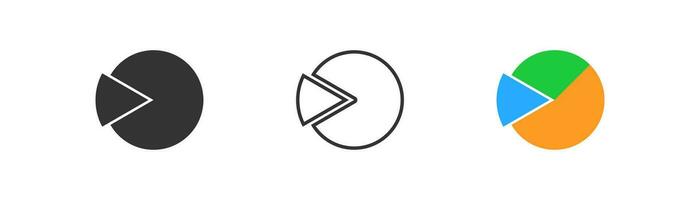 Kuchen Prozent Diagramm Symbol auf Licht Hintergrund. Graph Symbol. Finanzen Bericht, Infografiken, Geschäft. Gliederung eben und farbig Stil. Vektor Illustration.