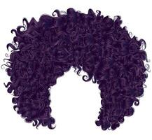modisch lockig lila Haar . realistisch 3d . kugelförmig Frisur . Mode Schönheit Stil . vektor
