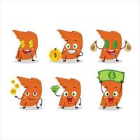 Hähnchen Flügel Karikatur Charakter mit süß Emoticon bringen Geld vektor