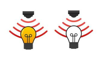 Bewegung Sensor, automatisch Beleuchtung Symbol. berühren Signal. Bewegung Sensor Wellen. Vektor Lager Illustration.