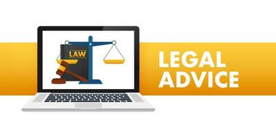 legal Beratung. Gerechtigkeit, Beratung. Klient Fragen. online Anwalt Hilfe. Vektor Lager Illustration.