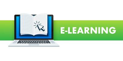 E-Learning, online Bildung Konzept Banner. online Ausbildung Kurse. Tutorials. Vektor Illustration
