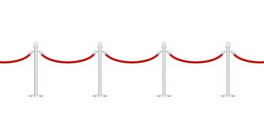röd matta med röd tågvirke på gyllene stolpar. exklusiv händelse, film premiär, gala, ceremoni, utmärkelser begrepp. vektor stock illustration.