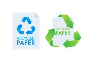 Papier Recycling Zeichen, Etikett. ökologisch Papier Recycling Vektor Lager Illustration
